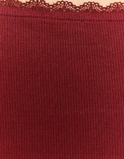 Maglietta Basica Bordeaux con Dettagli in Pizzo^Tally Weijl Online