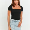 Maglietta Basica Nera con Scollo Quadrato^Tally Weijl Shop