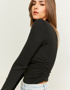 Maglietta Basica Nera con Scollo a Barca^Tally Weijl Fashion