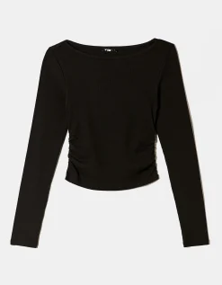 Maglietta Basica Nera con Scollo a Barca^Tally Weijl Fashion