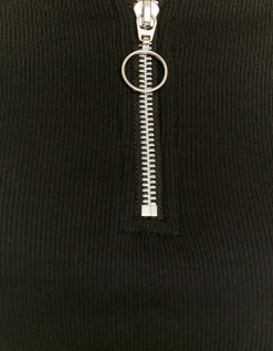 Maglietta Nera a Collo Alto con Zip^Tally Weijl Shop