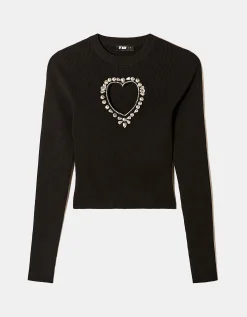 Maglione Aderente con Cut out a Cuore e Strass^Tally Weijl Shop