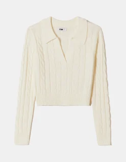Maglione Bianco con Colletto Polo^Tally Weijl Fashion