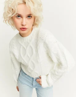 Maglione bianco in maglia a cavi^Tally Weijl Cheap