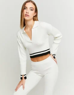 Maglione con Scollatura Polo a Righe^Tally Weijl Sale