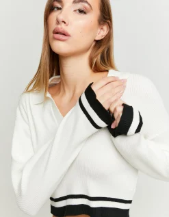 Maglione con Scollatura Polo a Righe^Tally Weijl Sale