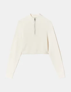 Maglione Corto Bianco con Zip^Tally Weijl Clearance