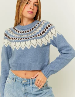 Maglione Corto Blu Fantasia^Tally Weijl Store