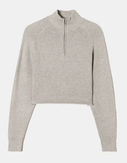 Maglione Corto Grigio con Zip^Tally Weijl Cheap