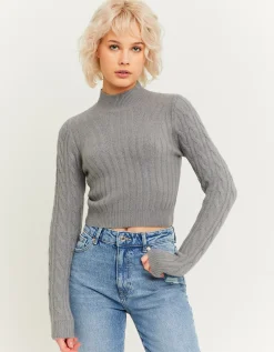 Maglione Dolcevita a Treccia Grigio^Tally Weijl New