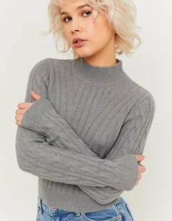 Maglione Dolcevita a Treccia Grigio^Tally Weijl New