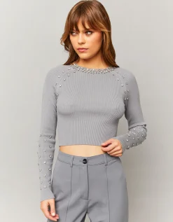 Maglione grigio con strass^Tally Weijl Clearance