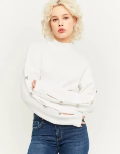 Maglione Leggero Bianco con Bottoni Gioiello^Tally Weijl Discount