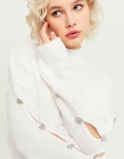 Maglione Leggero Bianco con Bottoni Gioiello^Tally Weijl Discount