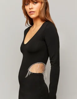 Mini abito aderente con strass a cascata^Tally Weijl Store