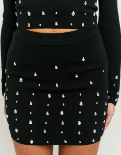Minigonna Nera in Maglia con Cristalli^Tally Weijl Shop