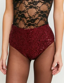 Pantaloncino - Culotte A Vita Alta Bordeaux con Paillettes^Tally Weijl New