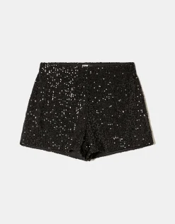Pantaloncino a Vita Alta Neri con Paillettes^Tally Weijl Store