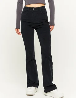 Pantaloni A Zampa In Velluto A Coste Neri^Tally Weijl Hot