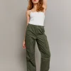 Pantaloni Cargo Parachute Verdi a Vita Alta^Tally Weijl Online