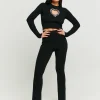 Pantaloni Skinny Flare in Maglia Neri^Tally Weijl Fashion