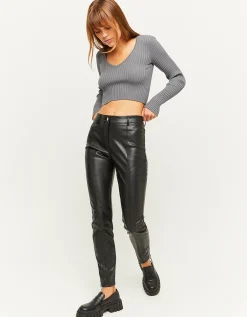 Pantaloni Skinny In Similpelle Neri con Cerniere^Tally Weijl Shop