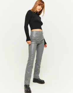 Pantaloni Straight Leg In Similpelle Grigi^Tally Weijl Cheap