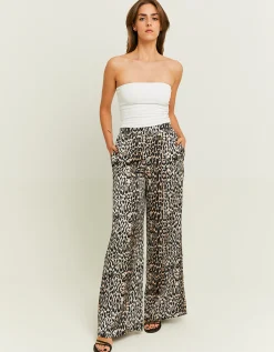 Pantaloni Wide Leg in Raso con Stampa Leopardata^Tally Weijl Shop