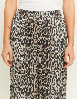 Pantaloni Wide Leg in Raso con Stampa Leopardata^Tally Weijl Shop