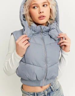 Piumino Smanicato Grigio con Cappuccio Removibile^Tally Weijl Discount