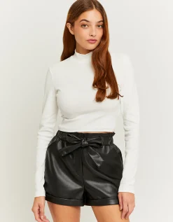 Shorts a Vita Alta Neri in Similpelle^Tally Weijl Store