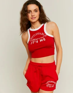 Shorts in Felpa Rossi con Stampa^Tally Weijl Discount