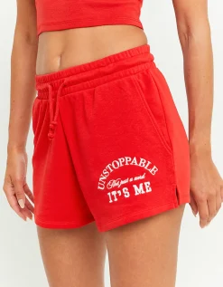 Shorts in Felpa Rossi con Stampa^Tally Weijl Discount