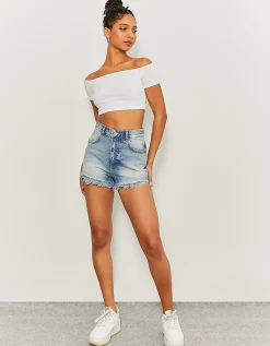 Shorts Mom di Jeans Strappati a Vita Alta^Tally Weijl Cheap