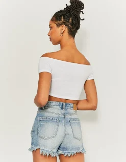Shorts Mom di Jeans Strappati a Vita Alta^Tally Weijl Cheap