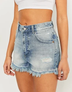 Shorts Mom di Jeans Strappati a Vita Alta^Tally Weijl Cheap