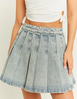 Skort Plissettata di Jeans a Vita Alta^Tally Weijl Cheap