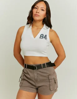 Top a V Bianco con Stampa^Tally Weijl Hot