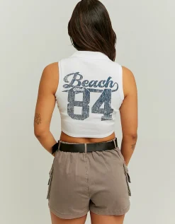 Top a V Bianco con Stampa^Tally Weijl Hot