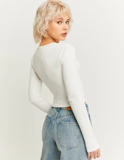 Top Basico a Costine Bianco con Cut Out^Tally Weijl Best