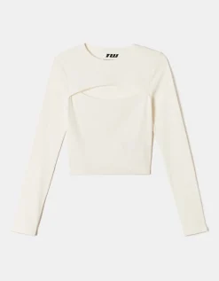 Top Basico a Costine Bianco con Cut Out^Tally Weijl Best