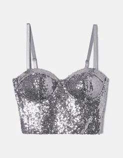 Top corsetto con paillettes argento^Tally Weijl Outlet