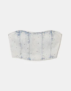 Top Corsetto In Denim Con Strass^Tally Weijl Clearance
