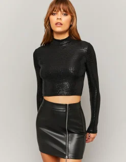 Top Corto con paillettes nere^Tally Weijl Discount