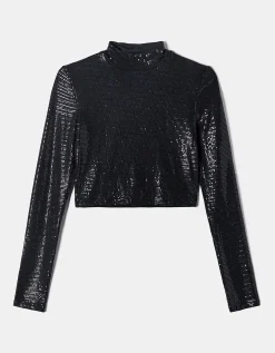 Top Corto con paillettes nere^Tally Weijl Discount