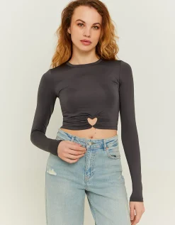 Top Corto Grigio con Cut Out Cuore^Tally Weijl Cheap