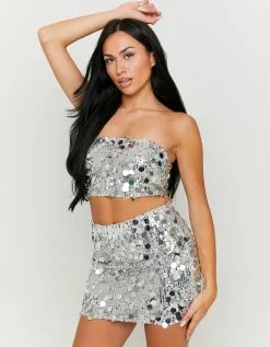 Top Fascia Argento con Paillettes^Tally Weijl Outlet