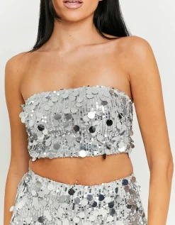 Top Fascia Argento con Paillettes^Tally Weijl Outlet