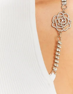 Top in Maglia Bianco con Dettaglio in Strass sulle Spalline^Tally Weijl Sale