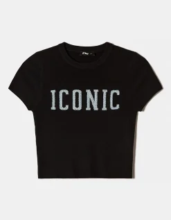 Top in Maglia Leggera Nera con Stampa Fantasia^Tally Weijl New